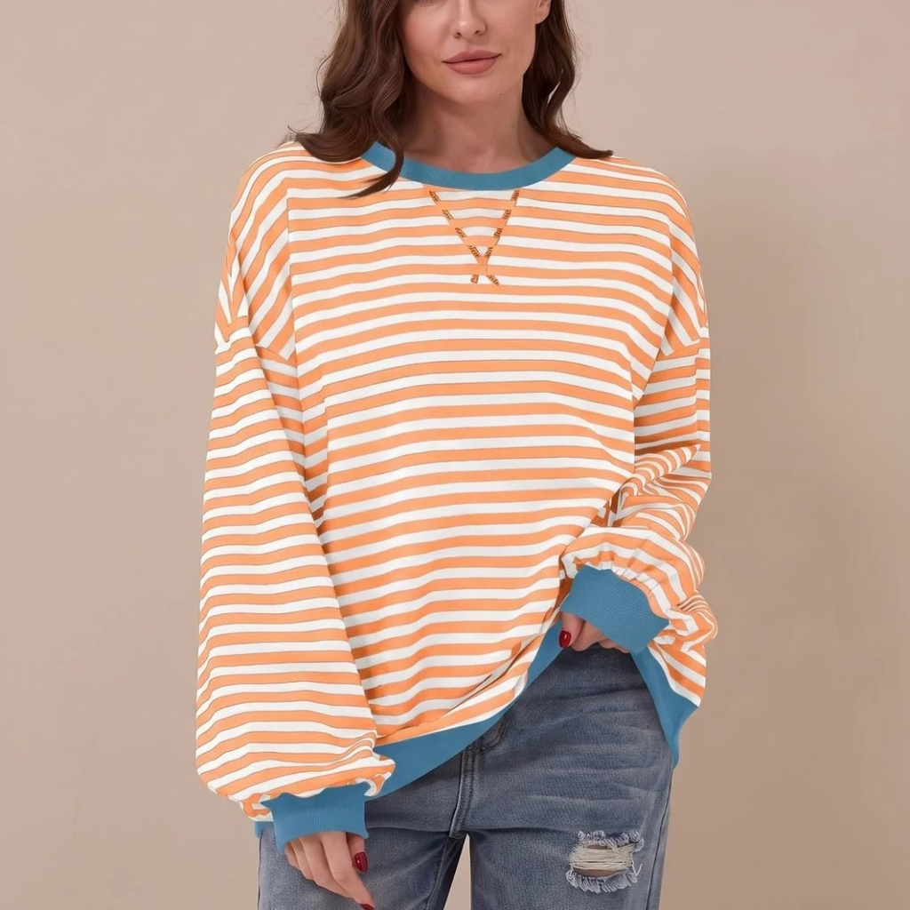 Adelheid | Damen Retro Pullover mit Streifen und Langarm