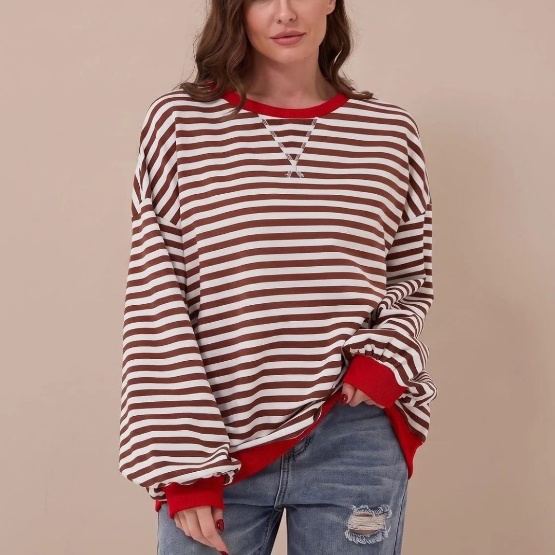 Adelheid | Damen Retro Pullover mit Streifen und Langarm