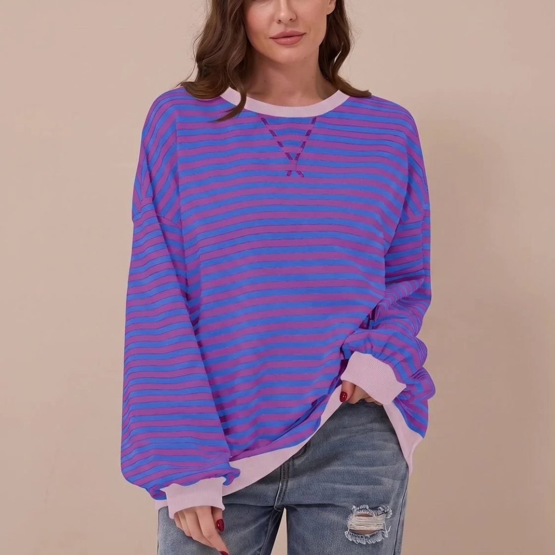 Adelheid | Damen Retro Pullover mit Streifen und Langarm