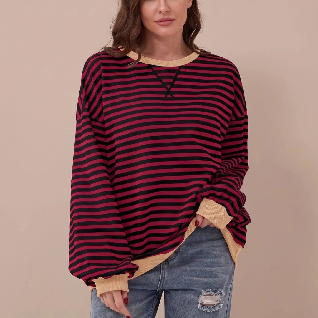 Adelheid | Damen Retro Pullover mit Streifen und Langarm