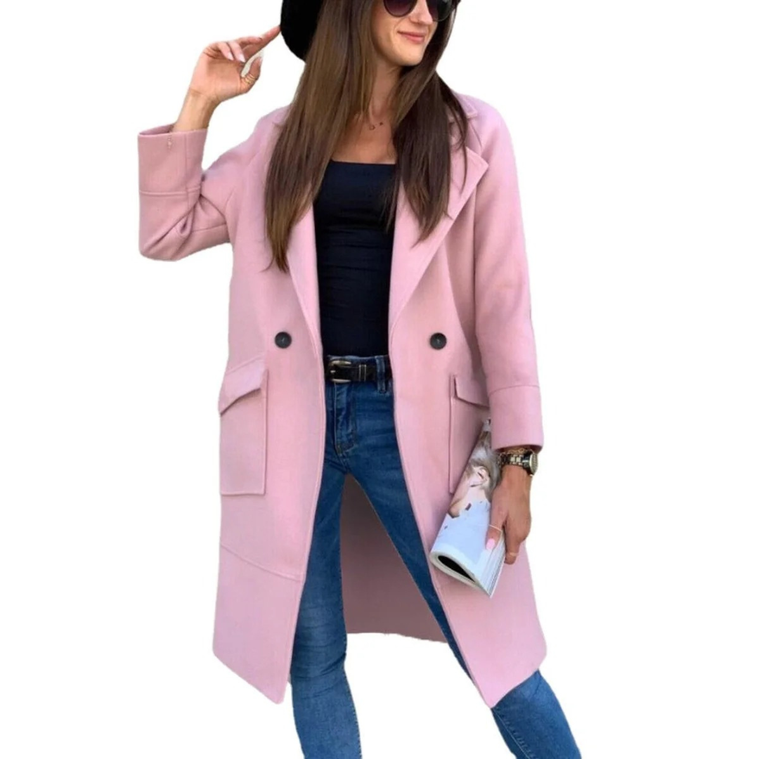 Adelheid | Damen Trenchcoat mit Knöpfen, Langer Schnitt und Taschen