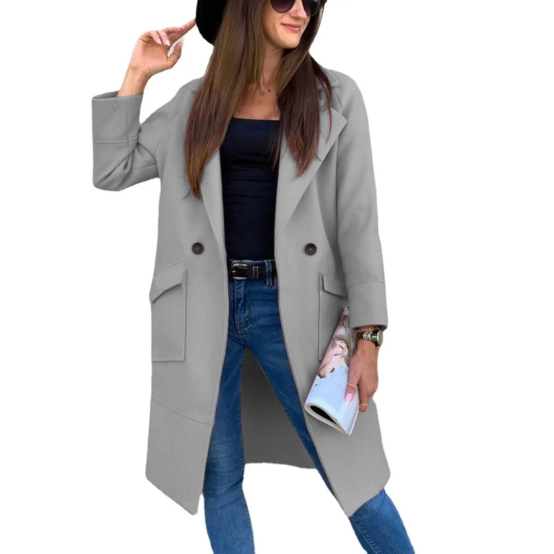 Adelheid | Damen Trenchcoat mit Knöpfen, Langer Schnitt und Taschen