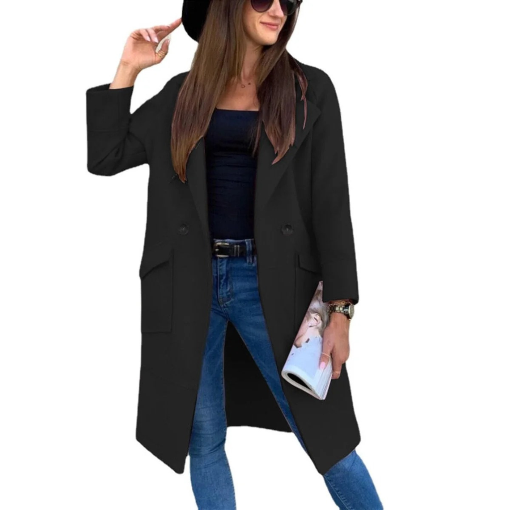 Adelheid | Damen Trenchcoat mit Knöpfen, Langer Schnitt und Taschen