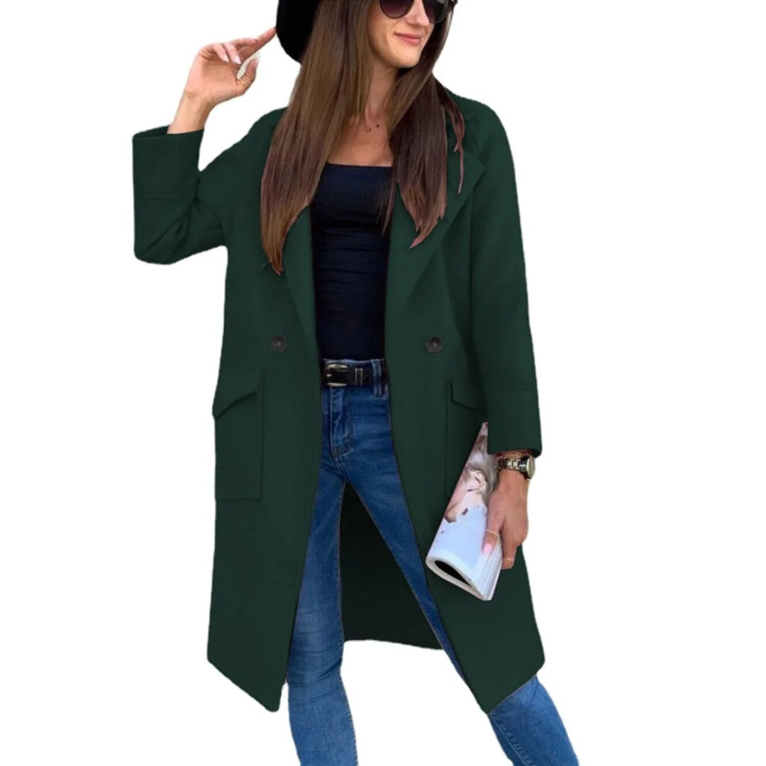 Adelheid | Damen Trenchcoat mit Knöpfen, Langer Schnitt und Taschen