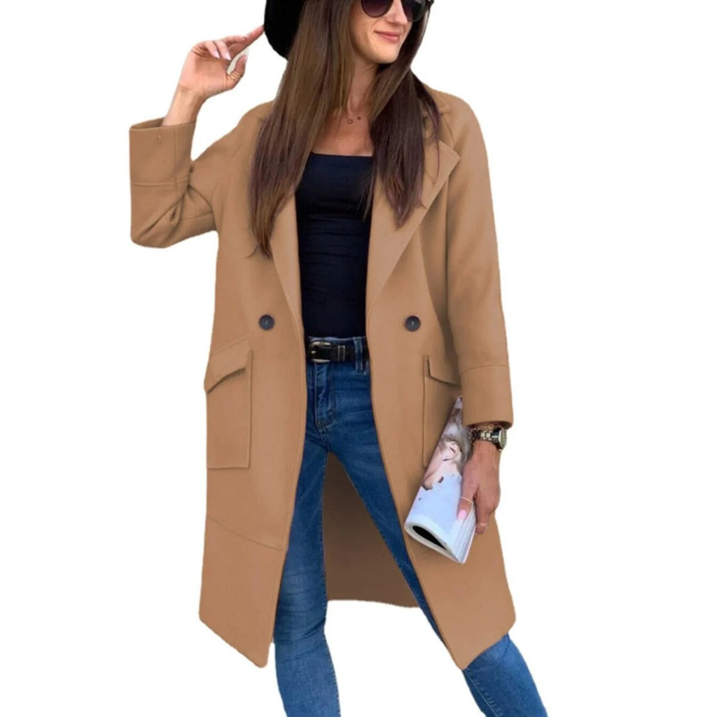 Adelheid | Damen Trenchcoat mit Knöpfen, Langer Schnitt und Taschen