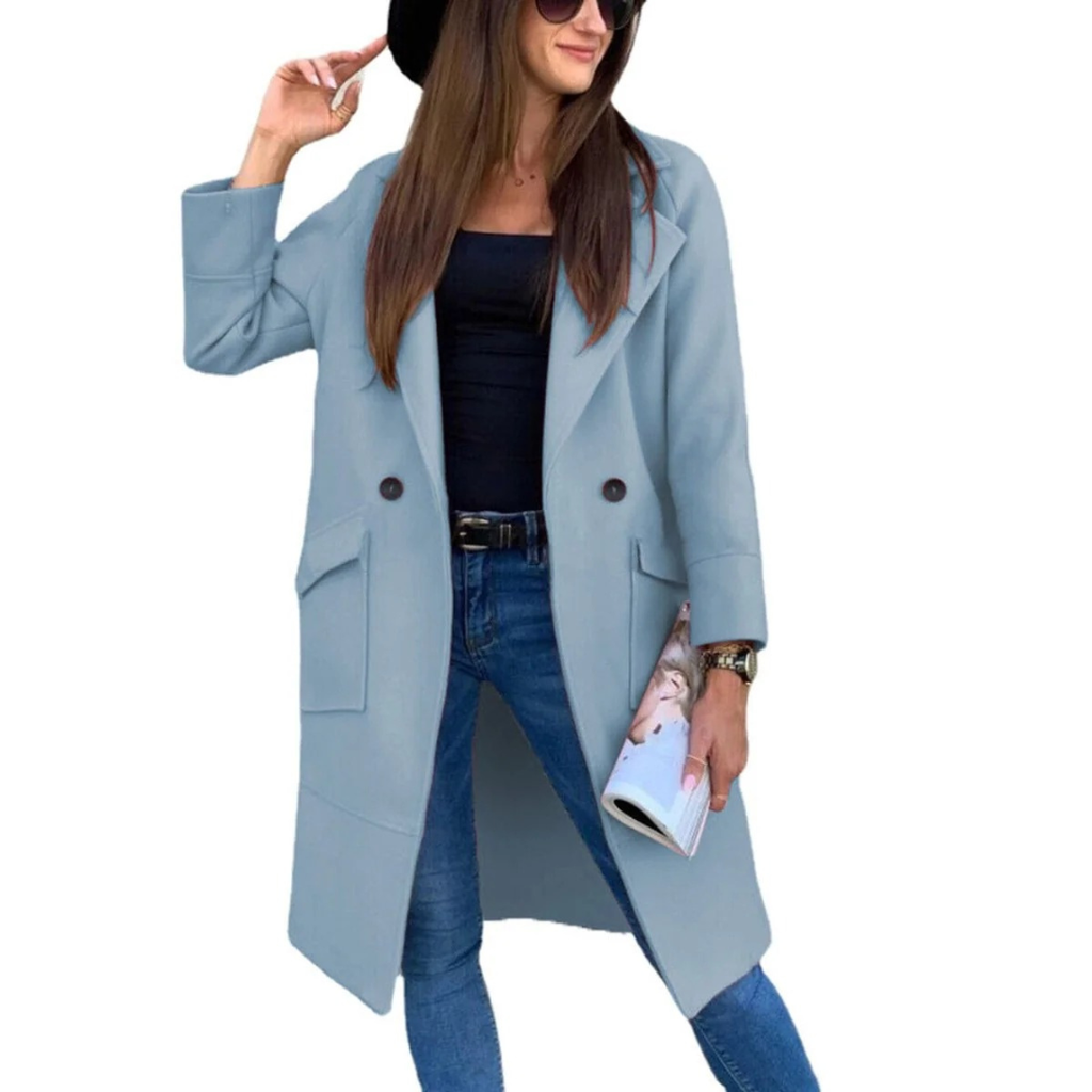 Adelheid | Damen Trenchcoat mit Knöpfen, Langer Schnitt und Taschen