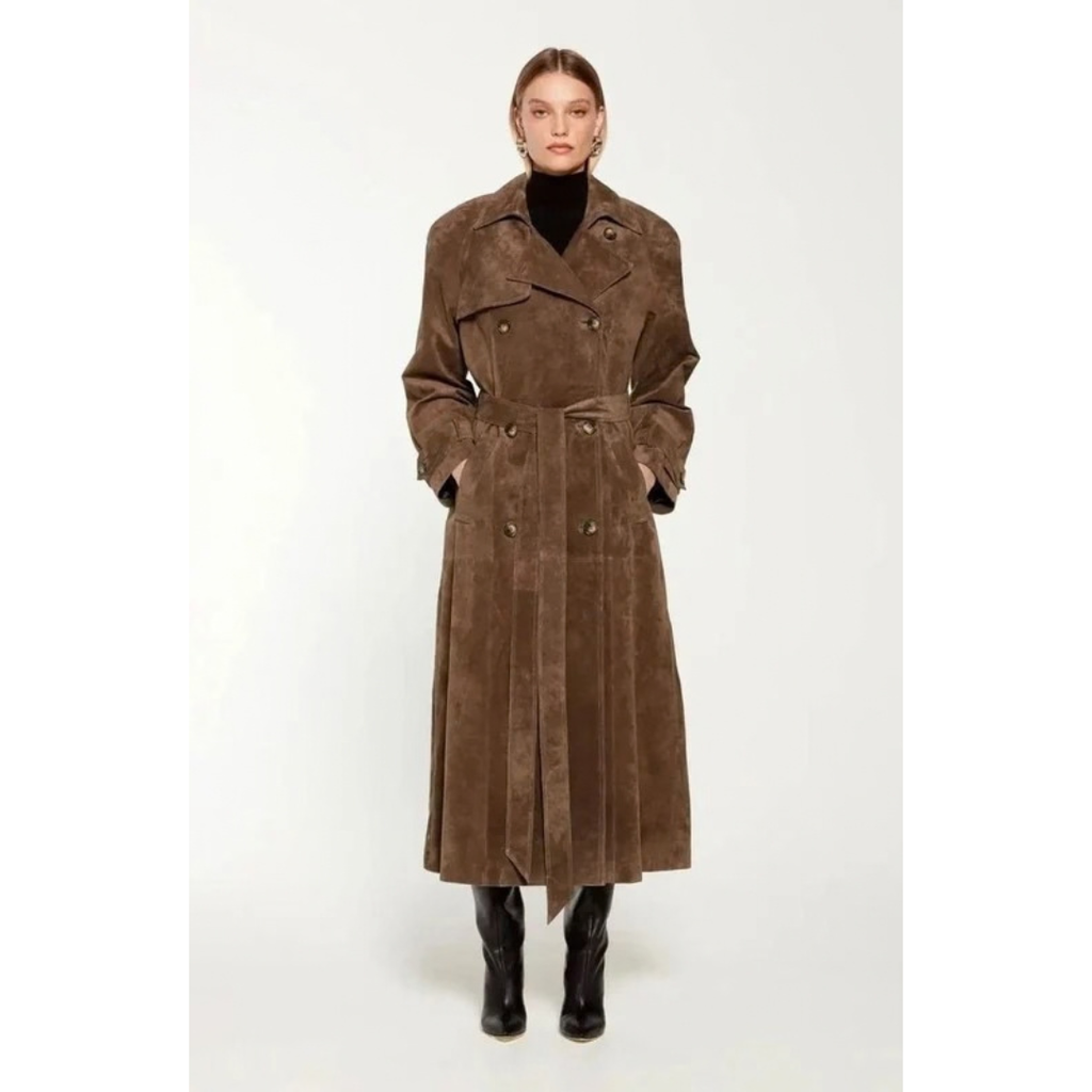 Adelina | Damen Braune Winterjacke mit langem Stil
