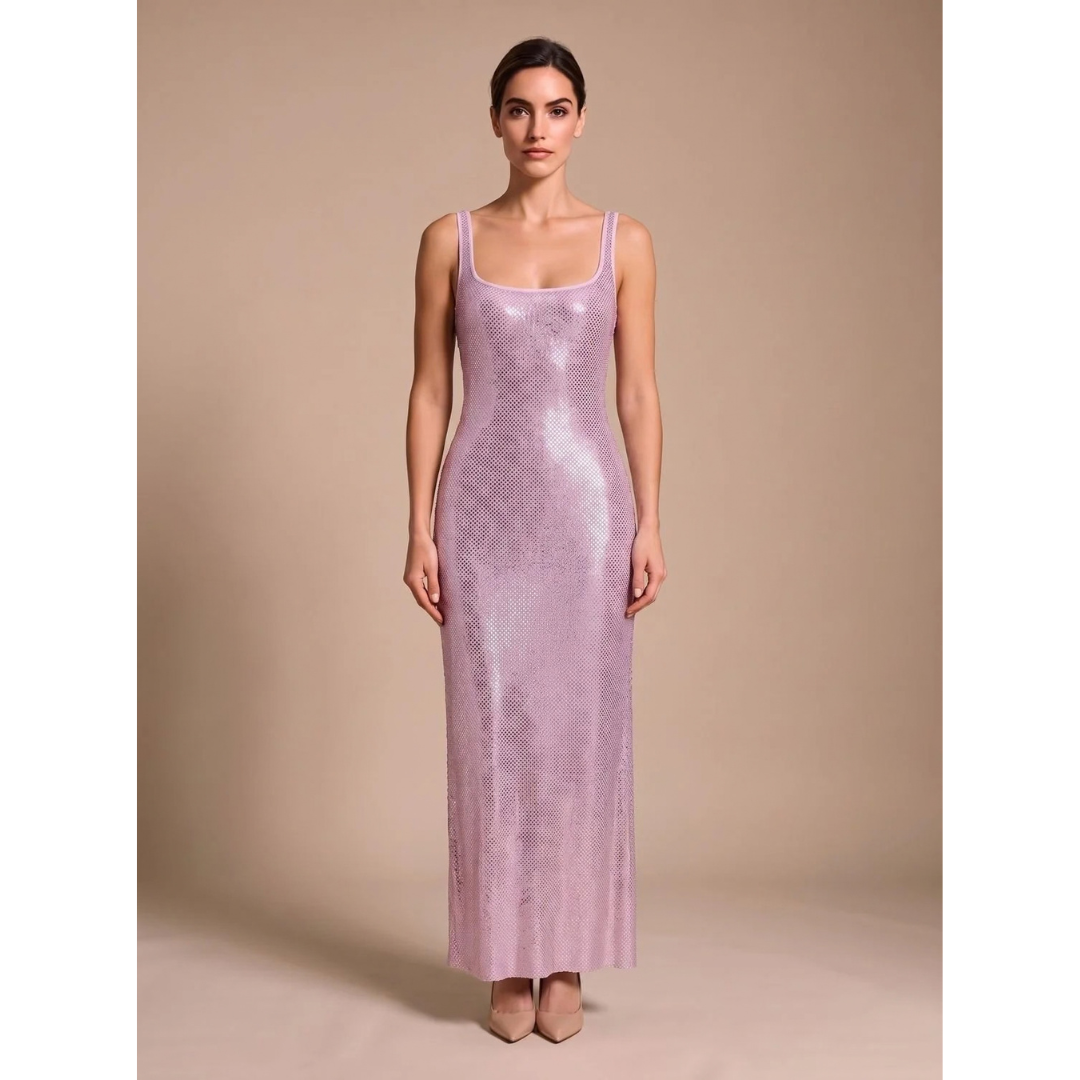 Adelina | Damen Maxi Kleid mit Pailletten und offener Rückseite