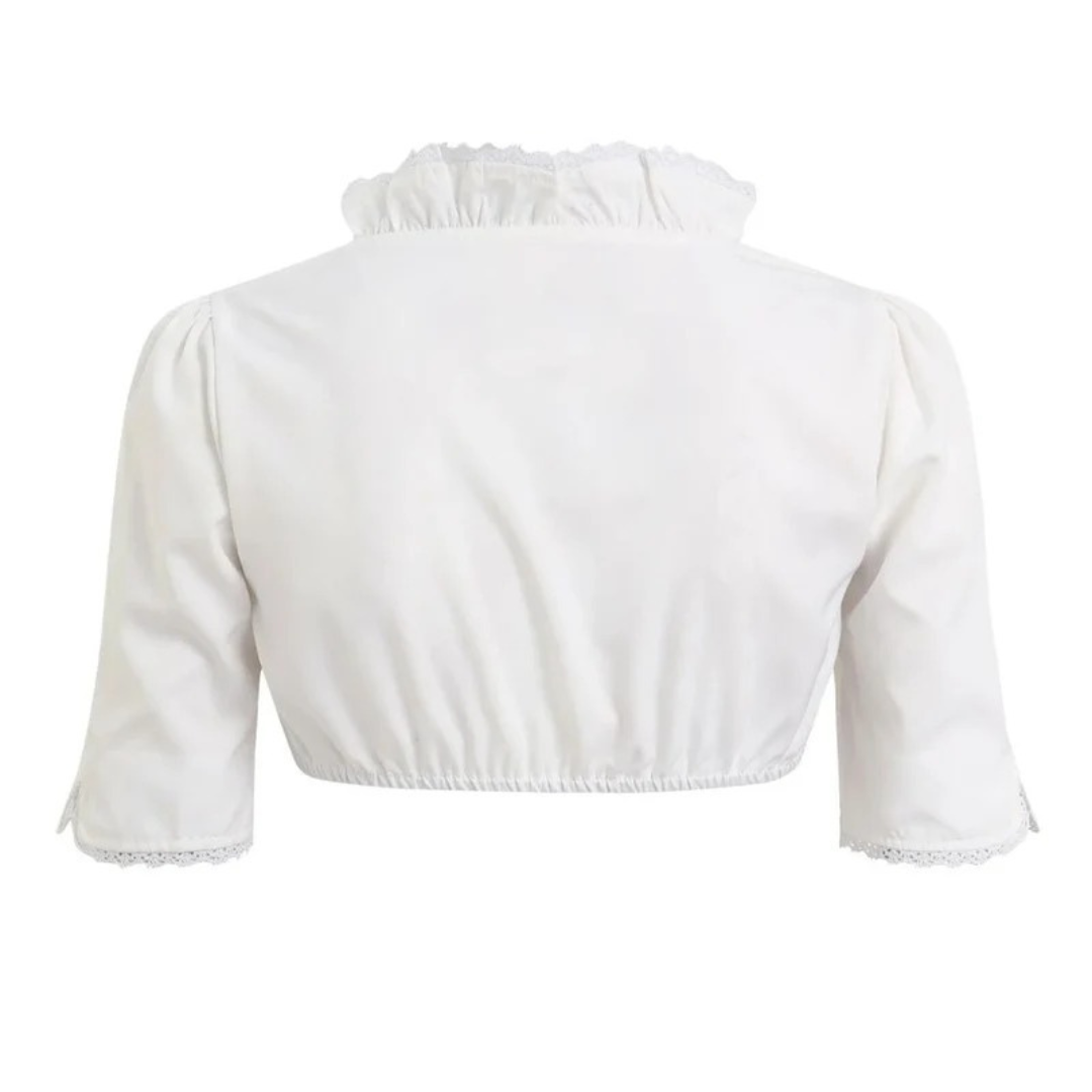 Adriana | Damen Weiße Oktoberfest Dirndlbluse mit Spitze
