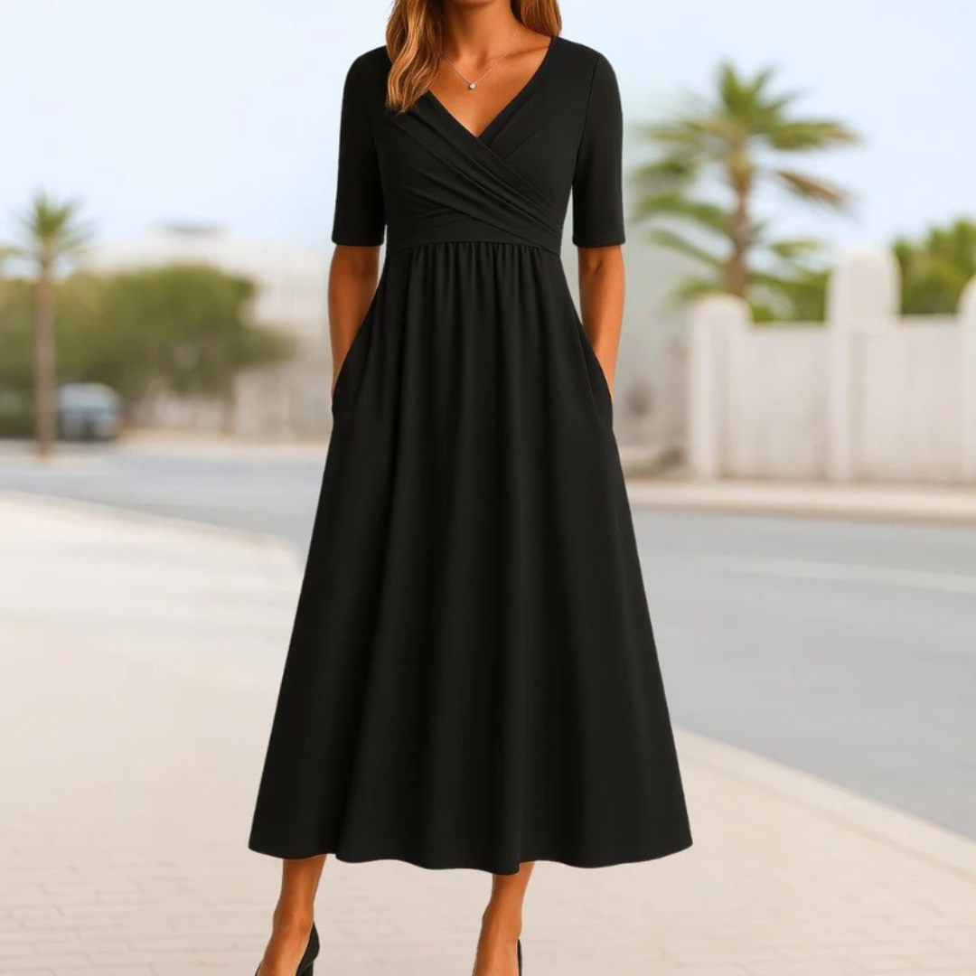 Afi | Damen Sommer Midikleid Mit V-Ausschnitt