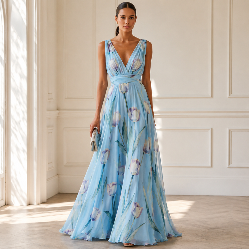 Agathe | Damen Stilvolles Langes Maxikleid