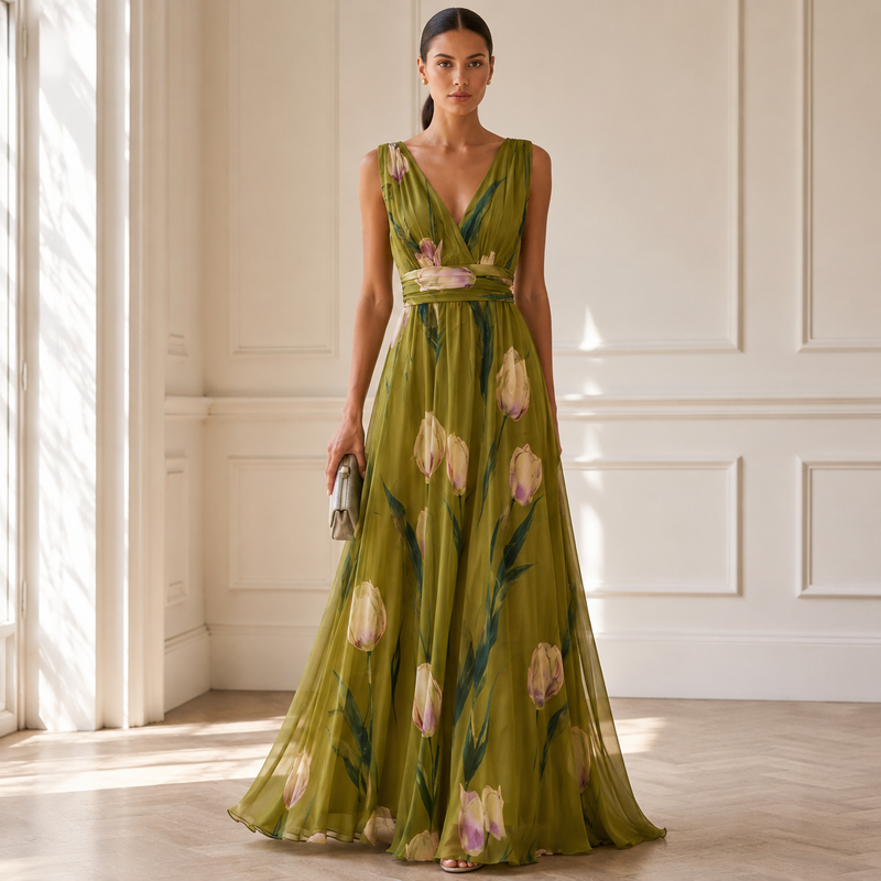 Agathe | Damen Stilvolles Langes Maxikleid