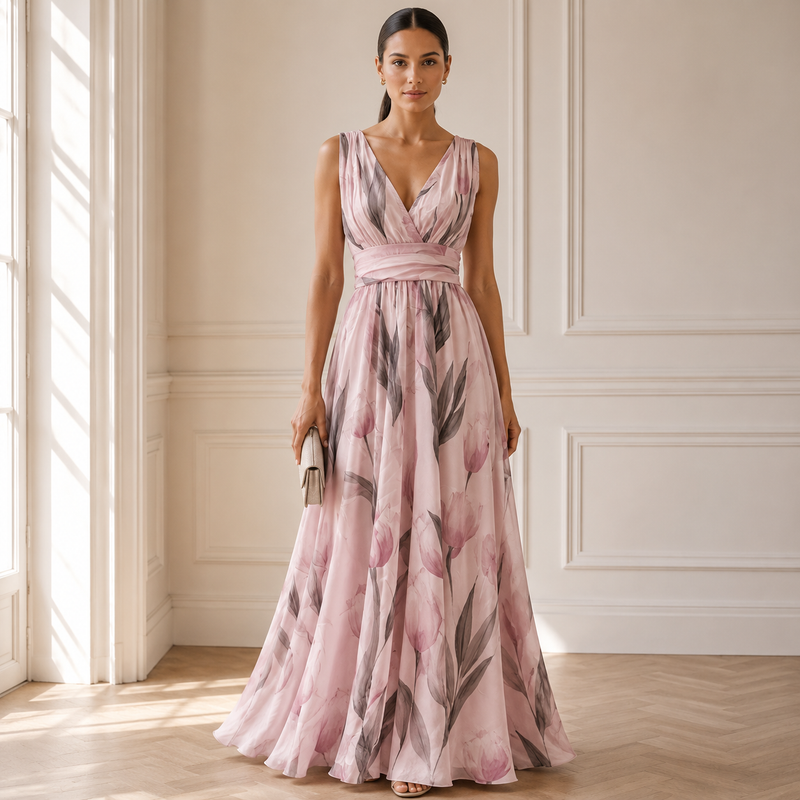 Agathe | Damen Stilvolles Langes Maxikleid
