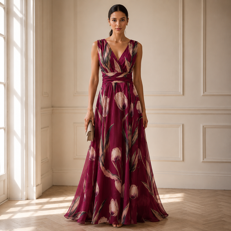 Agathe | Damen Stilvolles Langes Maxikleid