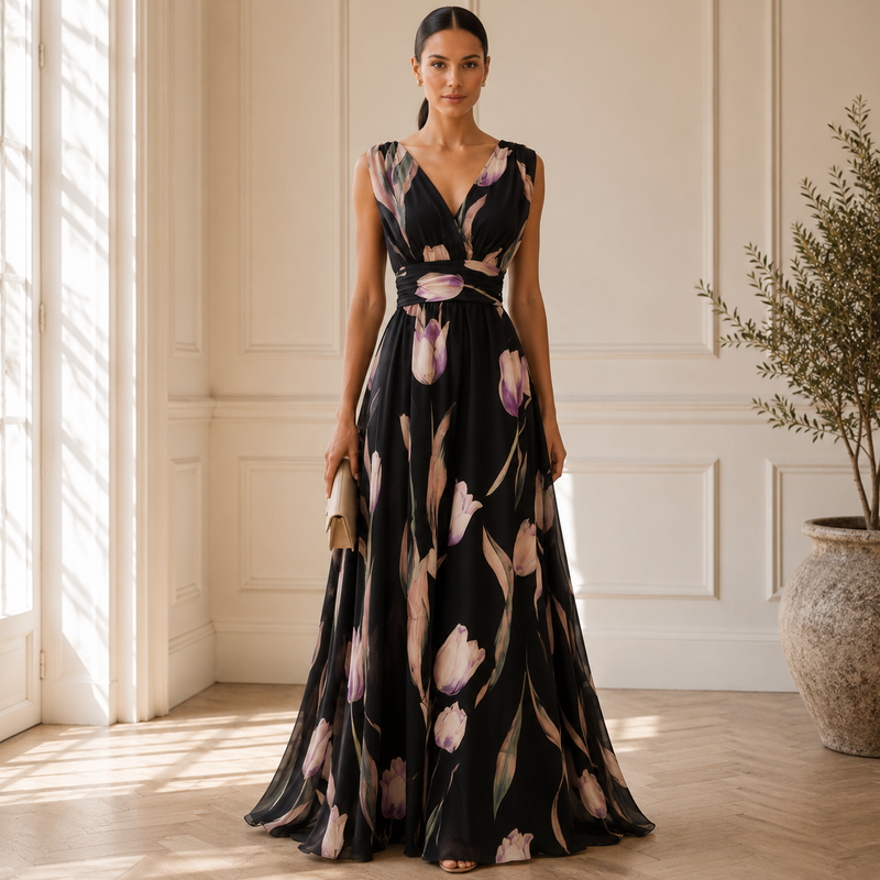 Agathe | Damen Stilvolles Langes Maxikleid