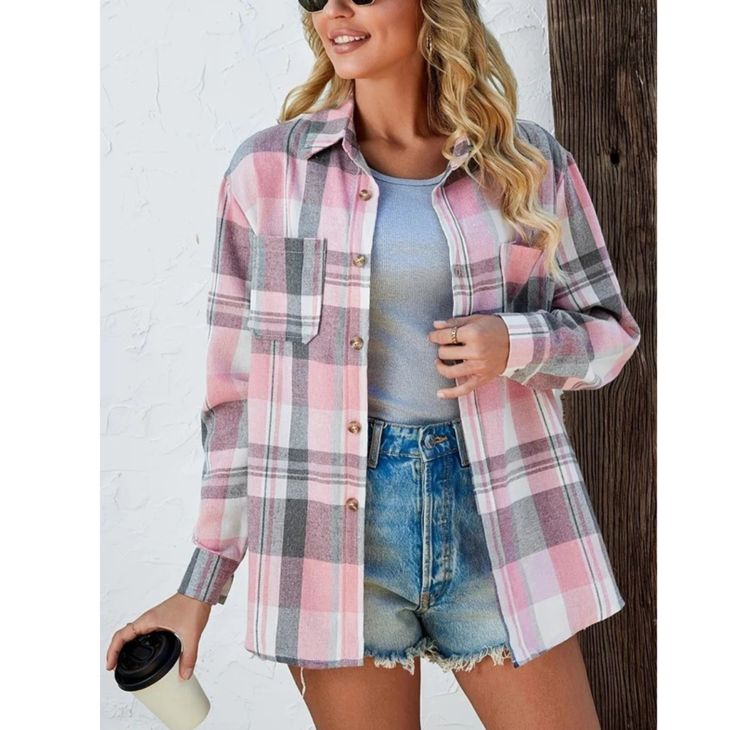 Agnes | Damen Oversized Kariertes Flanellhemd