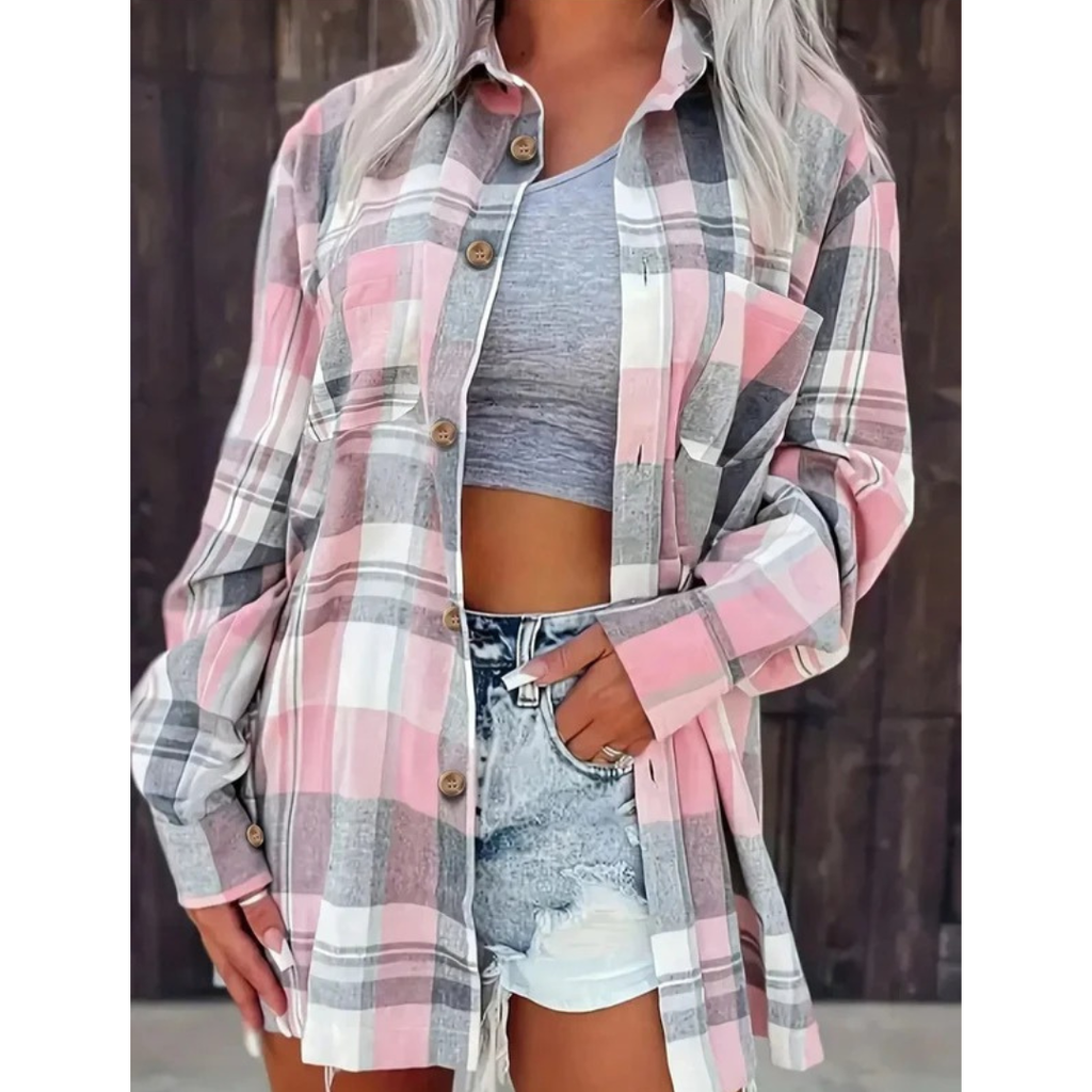 Agnes | Damen Oversized Kariertes Flanellhemd