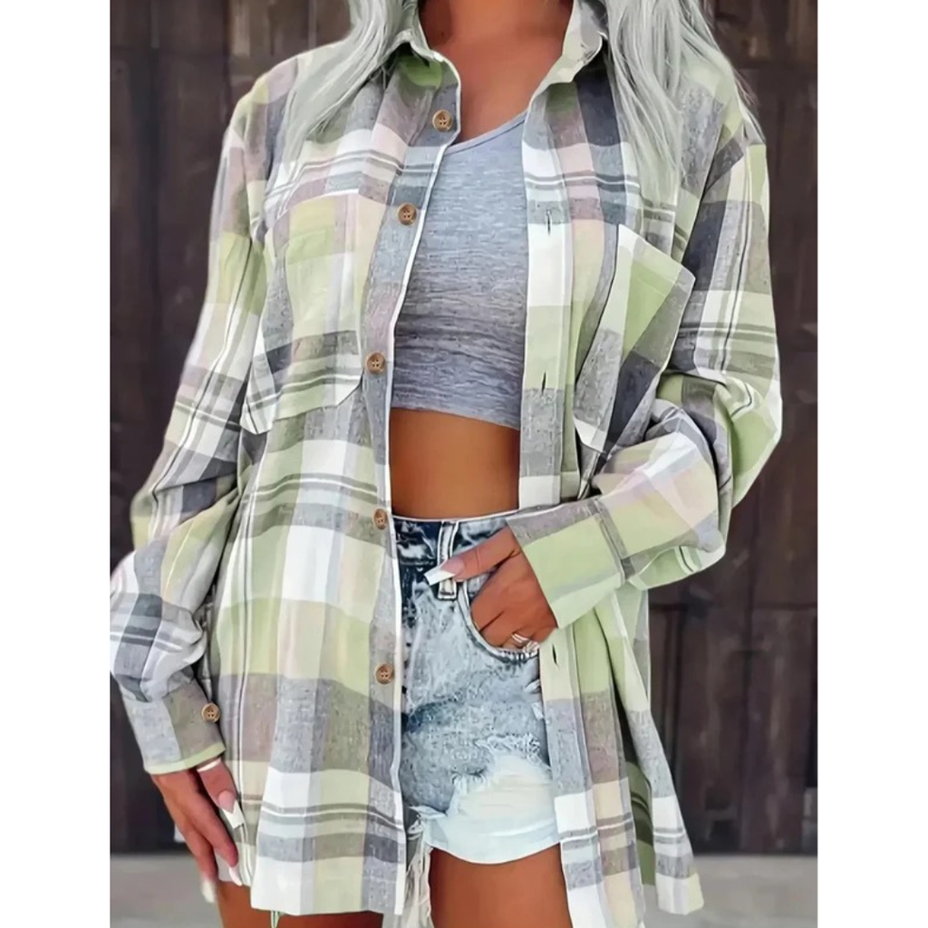 Agnes | Damen Oversized Kariertes Flanellhemd