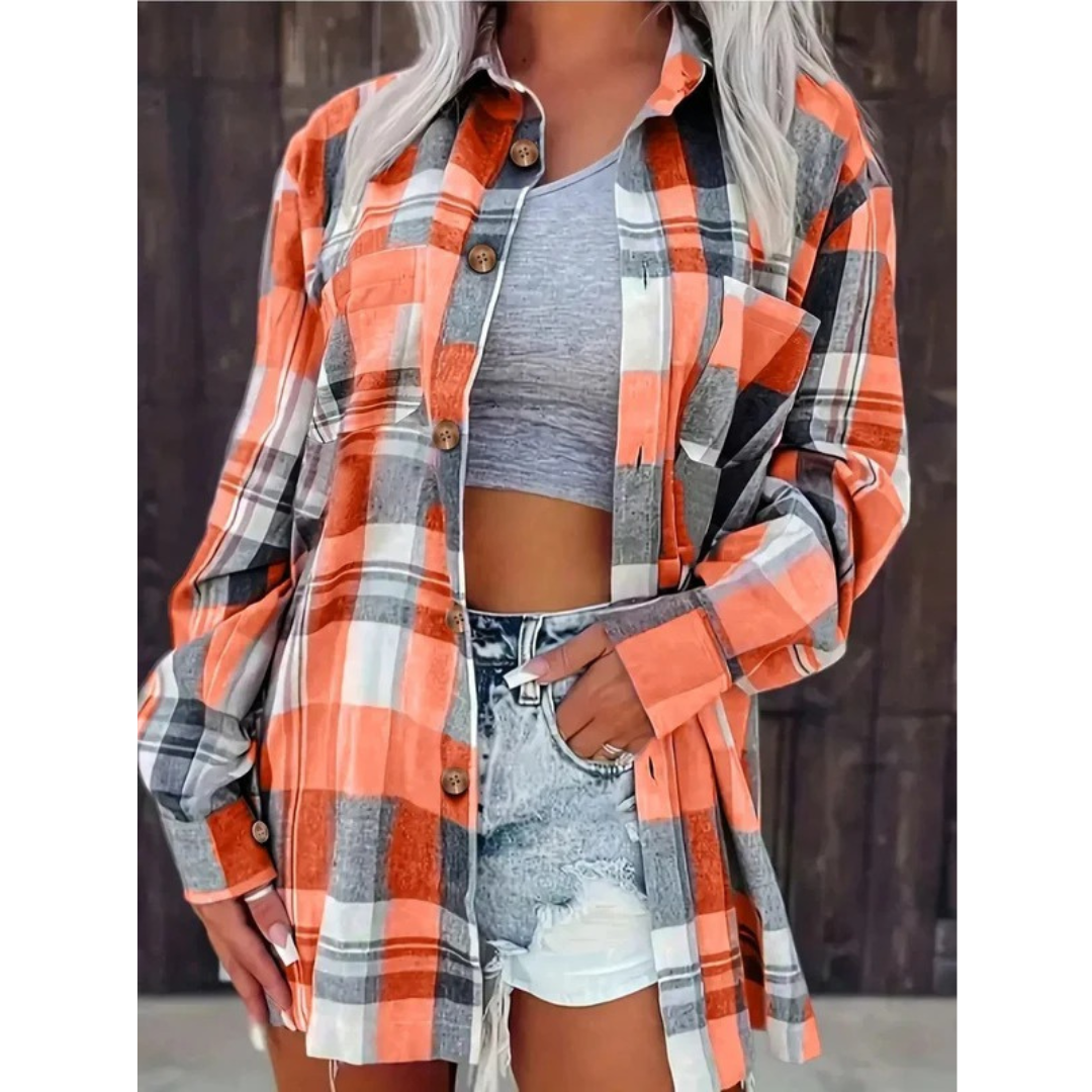 Agnes | Damen Oversized Kariertes Flanellhemd