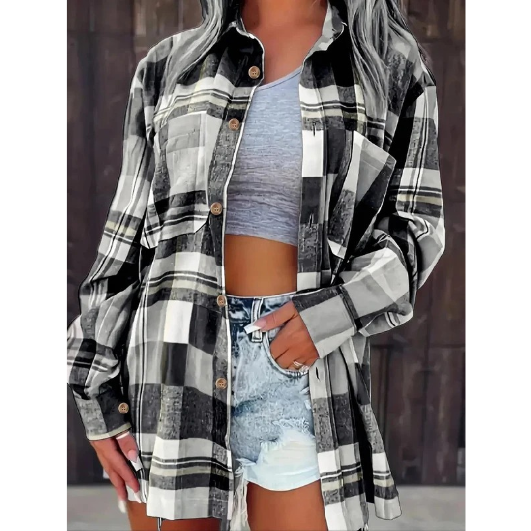 Agnes | Damen Oversized Kariertes Flanellhemd