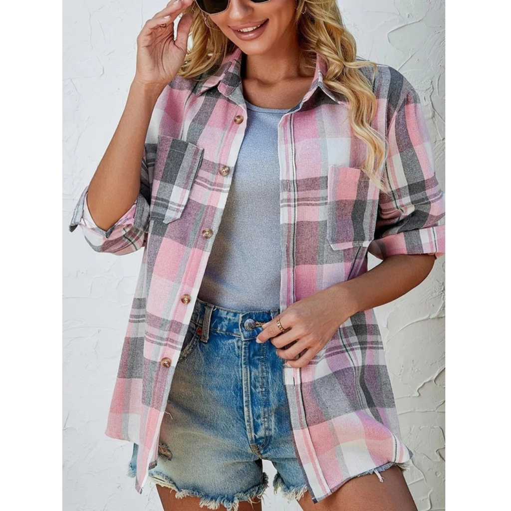 Agnes | Damen Oversized Kariertes Flanellhemd