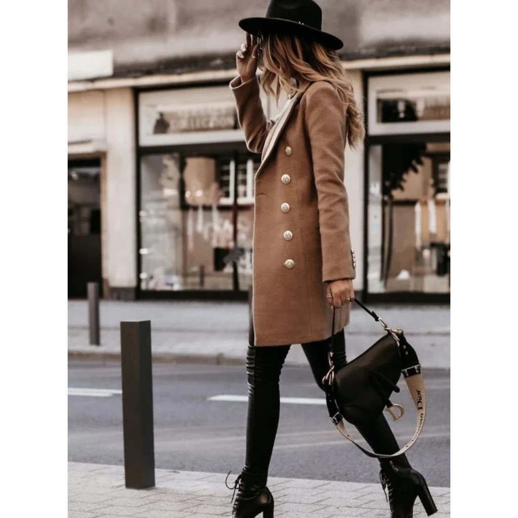 Aileen | Damen Winterjacke mit Knöpfen, Kragen und langram