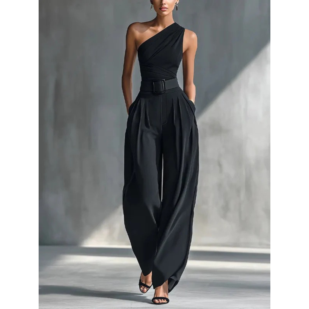 Aisha | Damen Schwarz Locker Sommer Zweiteiler Set