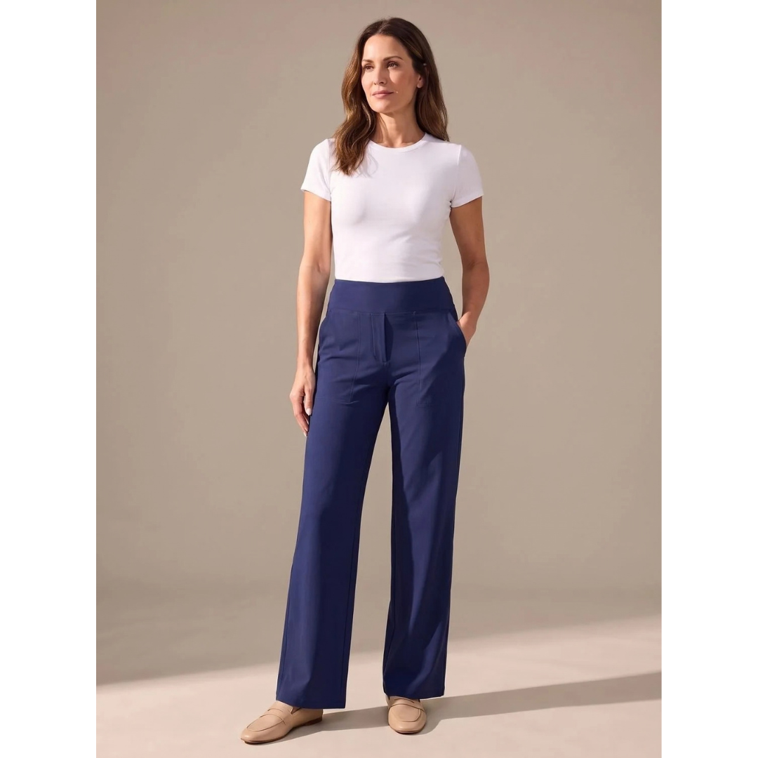 Alaia | Damen Highwaist Hose mit Taschen und elastischem Bund