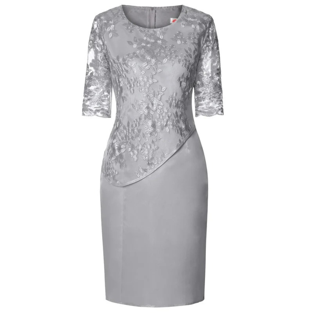 Albina | Besticktes Midi-Abendkleid in Große Größen