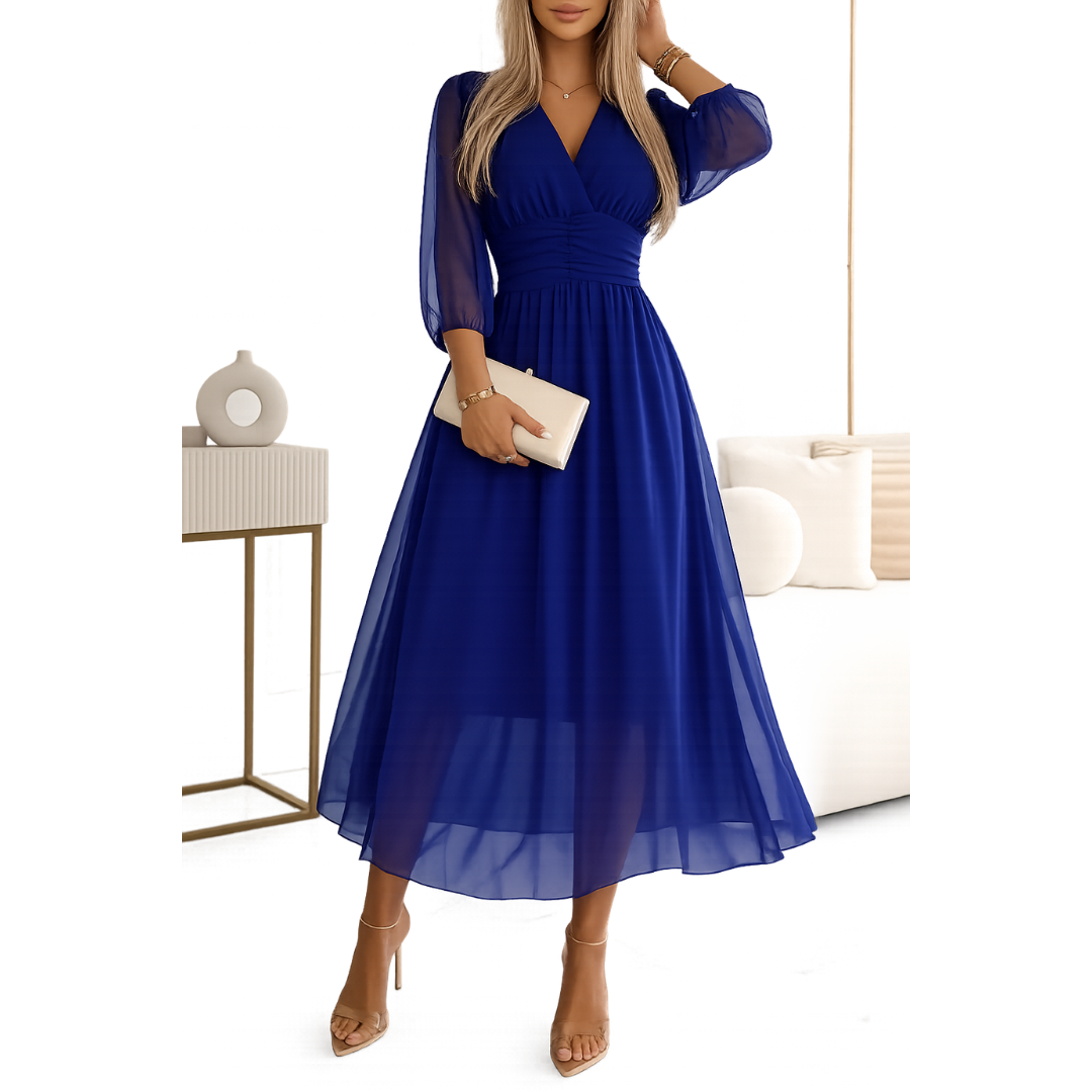 Alena | Damen Sommerkleid Midi mit 3/4 Ärmel