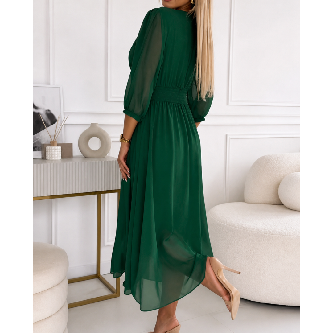 Alena | Damen Sommerkleid Midi mit 3/4 Ärmel