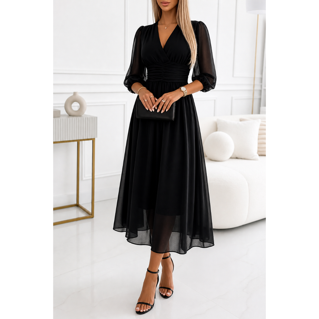Alena | Damen Sommerkleid Midi mit 3/4 Ärmel