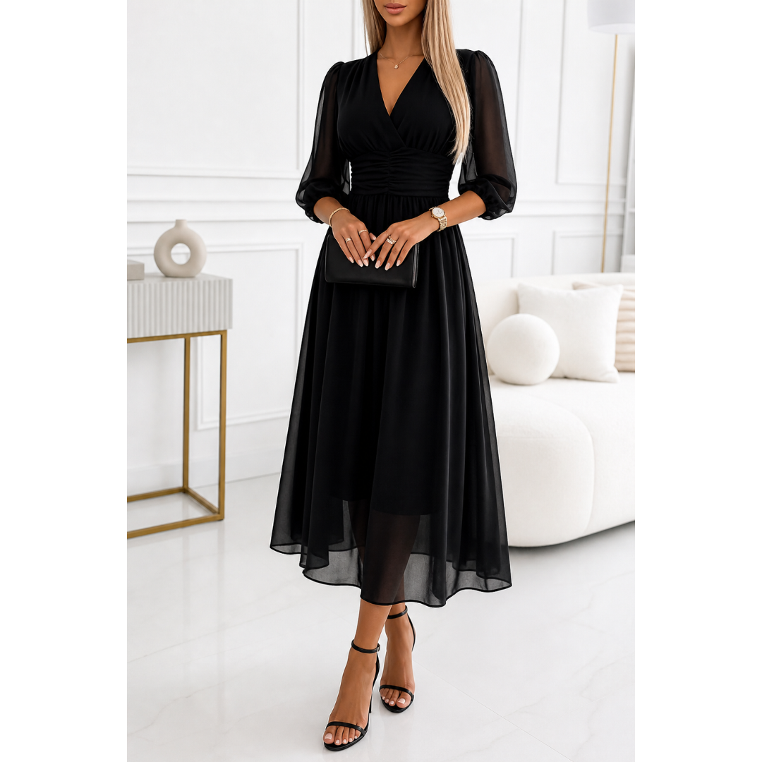 Alena | Damen Sommerkleid Midi mit 3/4 Ärmel