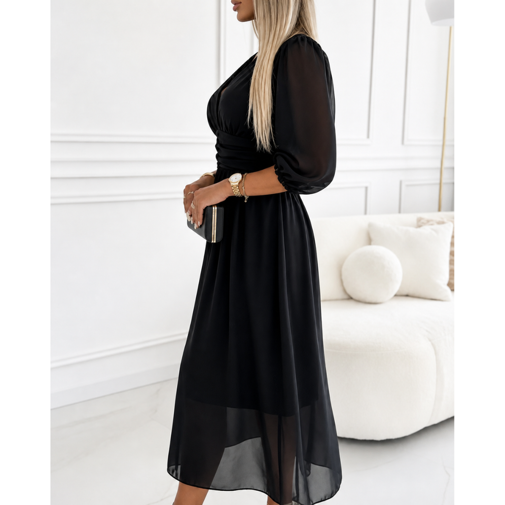 Alena | Damen Sommerkleid Midi mit 3/4 Ärmel