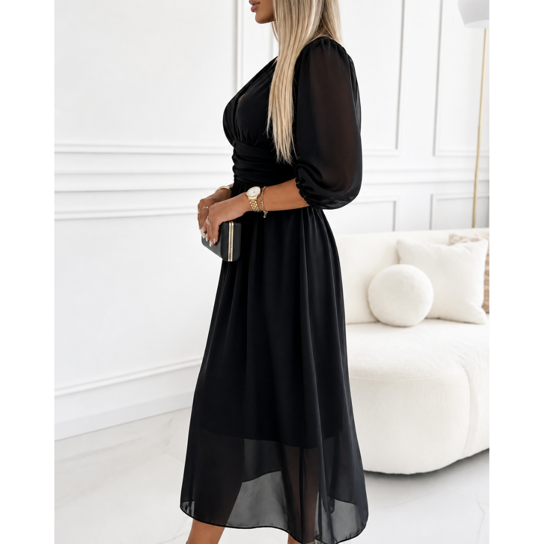 Alena | Damen Sommerkleid Midi mit 3/4 Ärmel