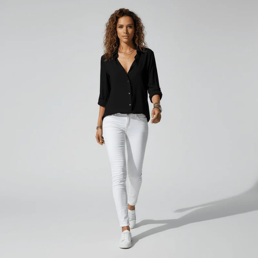 Alena | Damen Stilvolle Langarm Bluse Für Alltag
