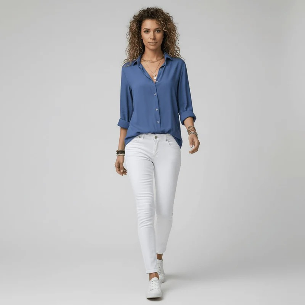 Alena | Damen Stilvolle Langarm Bluse Für Alltag