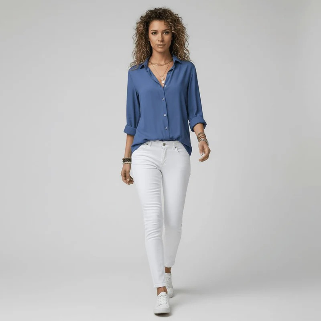Alena | Damen Stilvolle Langarm Bluse Für Alltag