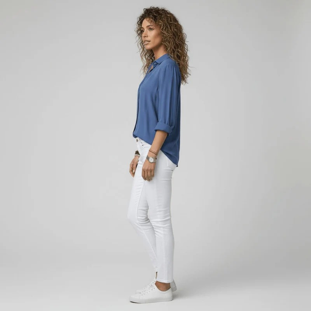 Alena | Damen Stilvolle Langarm Bluse Für Alltag