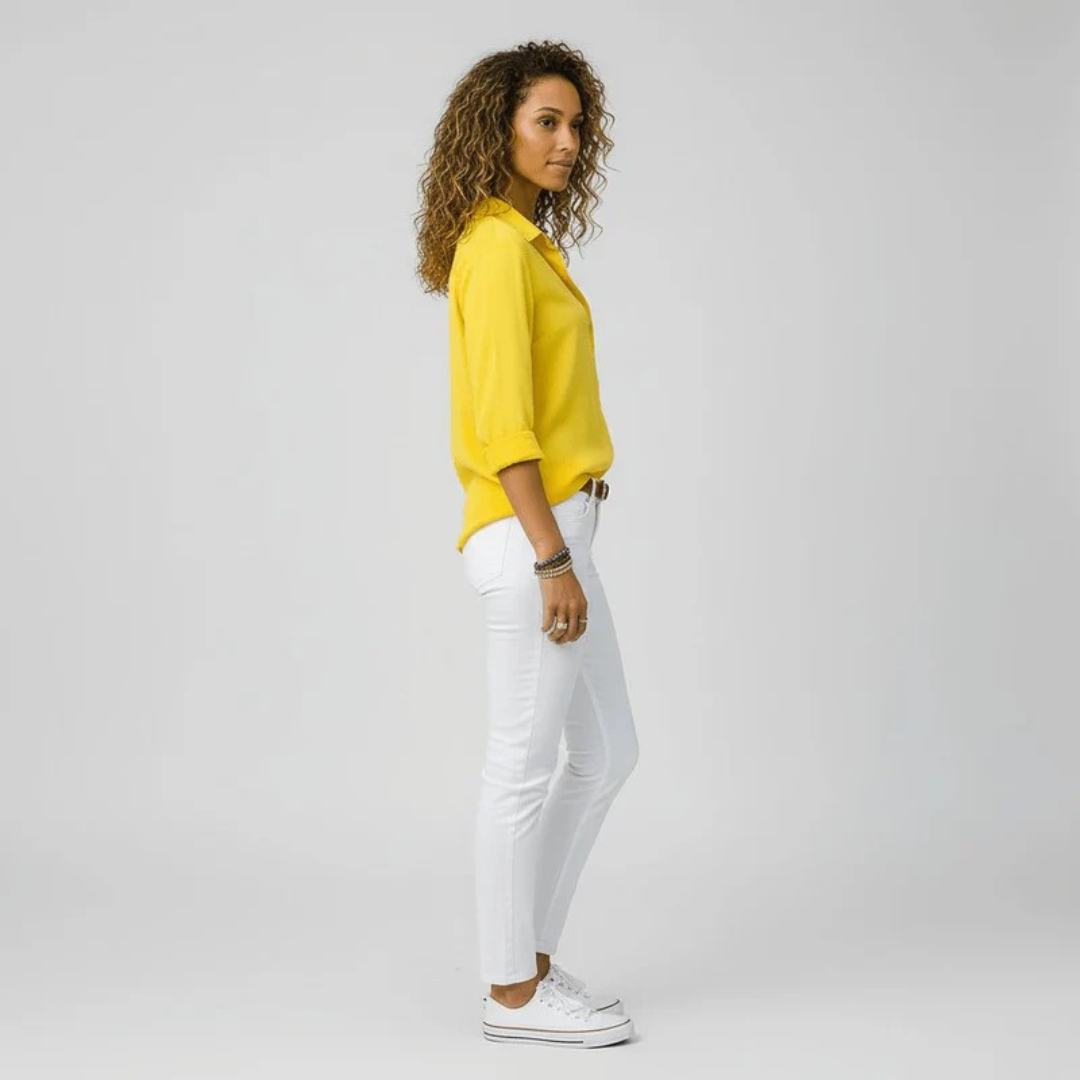 Alena | Damen Stilvolle Langarm Bluse Für Alltag