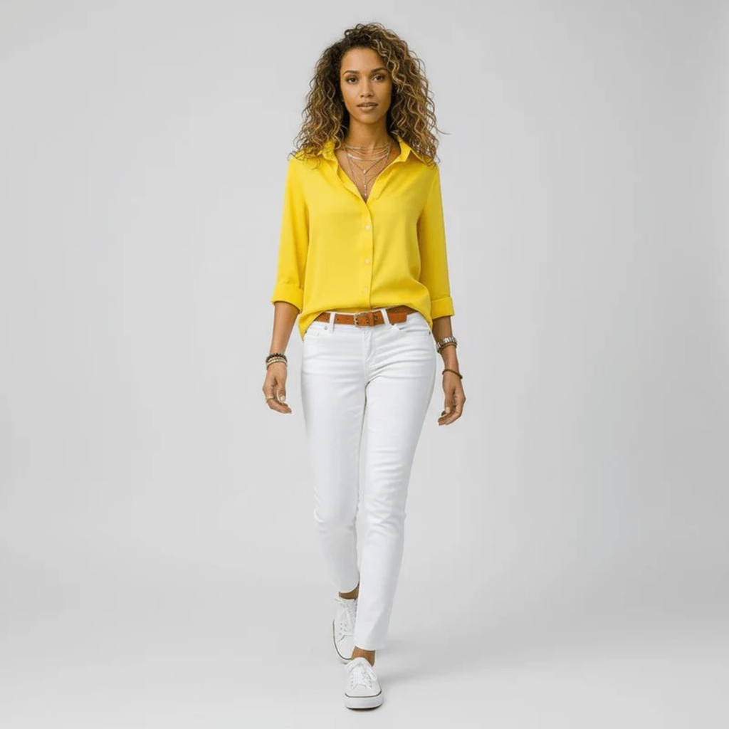 Alena | Damen Stilvolle Langarm Bluse Für Alltag