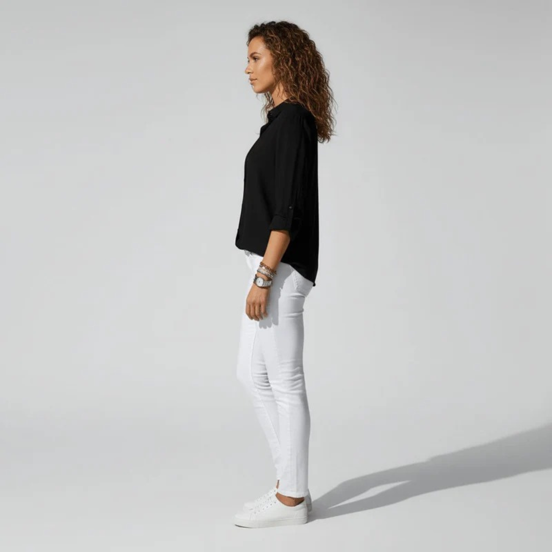Alena | Damen Stilvolle Langarm Bluse Für Alltag