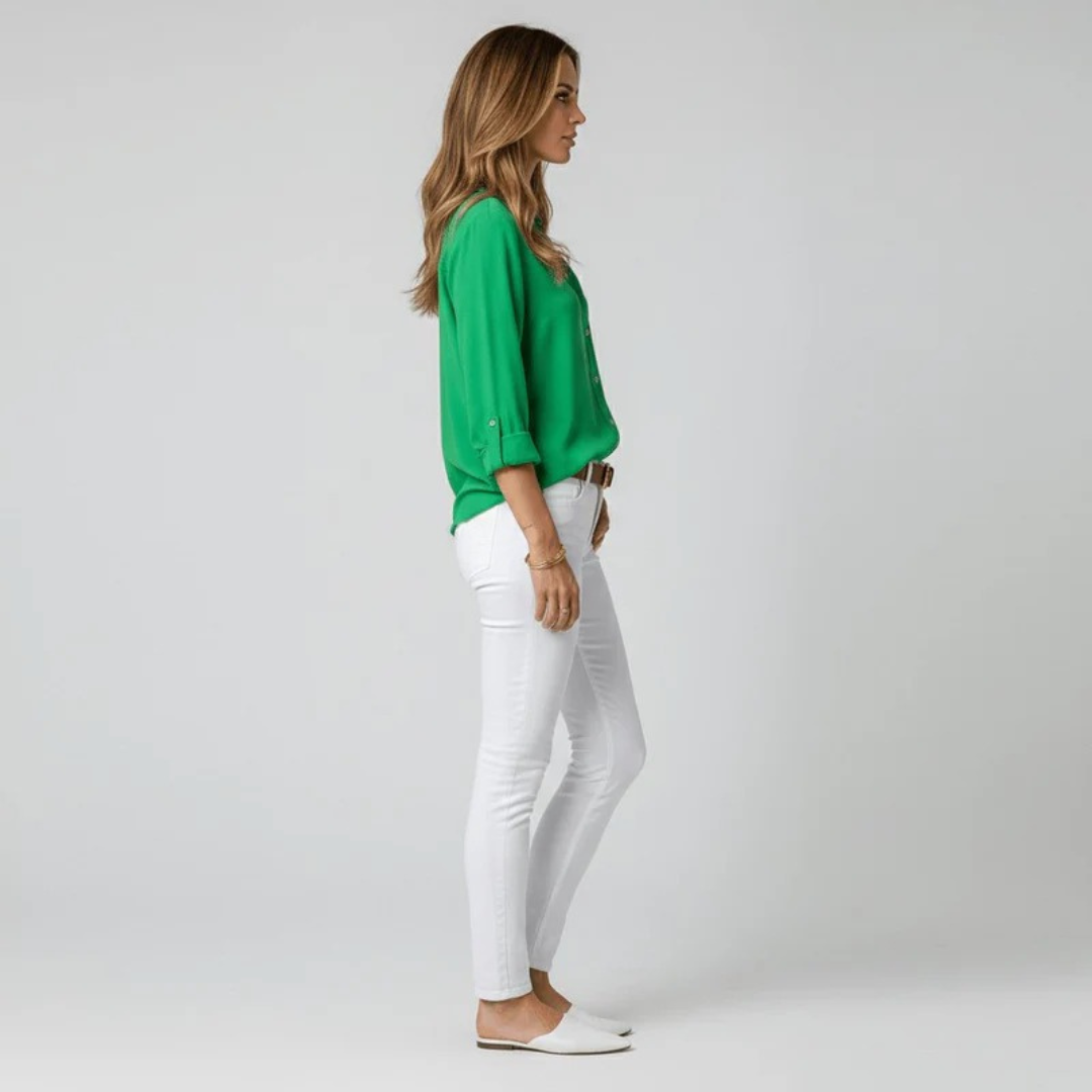 Alena | Damen Stilvolle Langarm Bluse Für Alltag