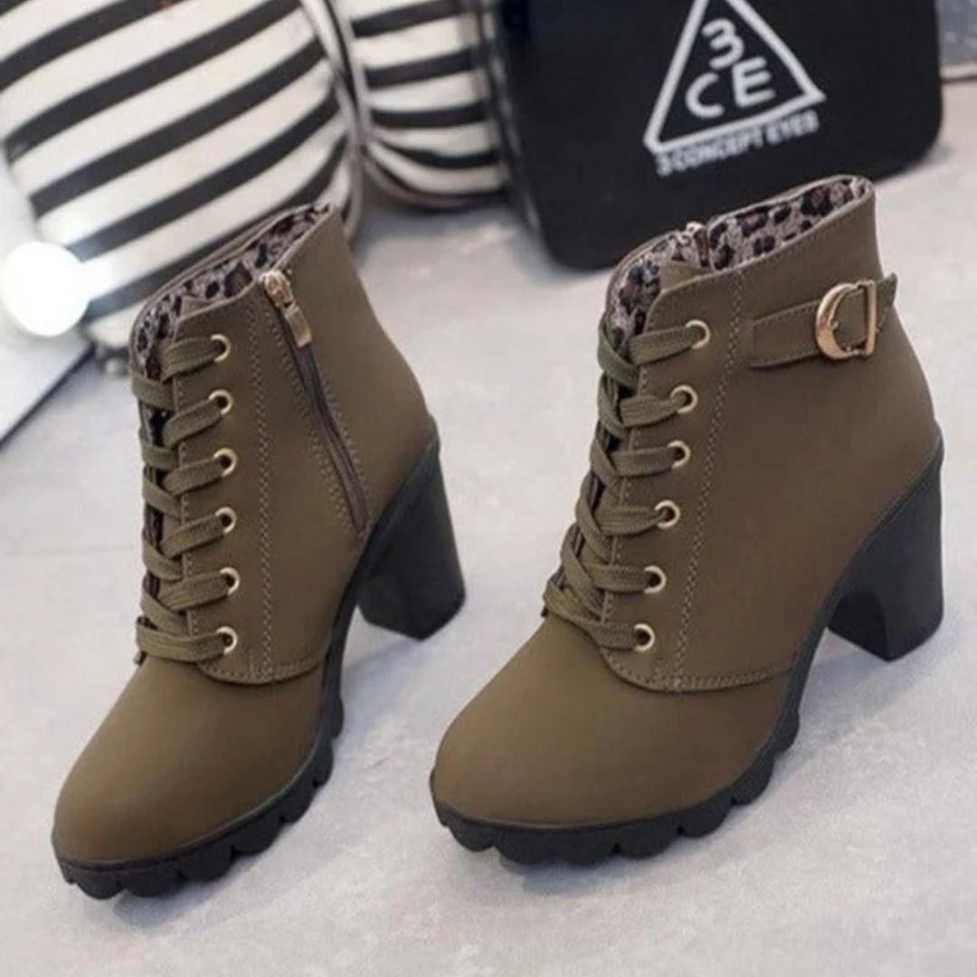 Alessandra | Damen Orthopädische Stiefeletten Mit Reißverschluss Und Absatz Design