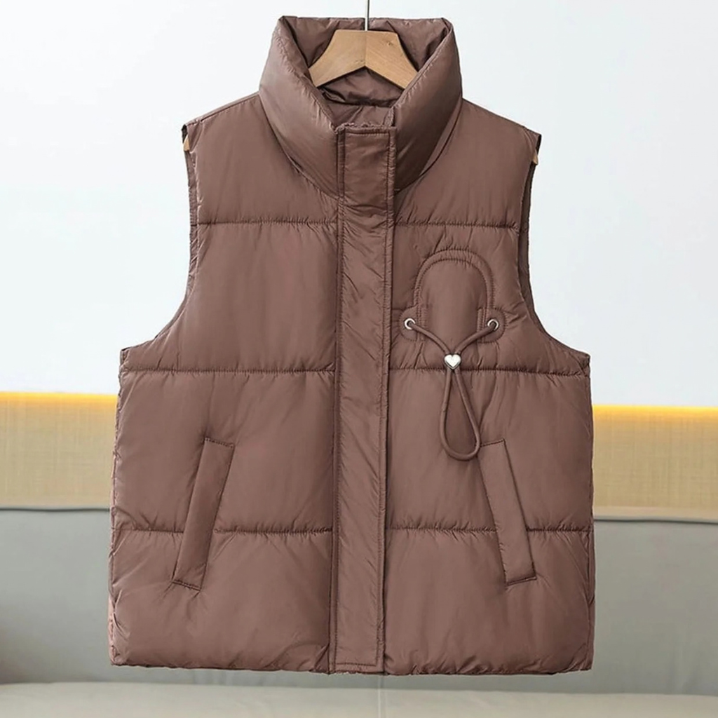 Alessandra | Damen Steppweste Bodywarmer mit Stehkragen und Kordel