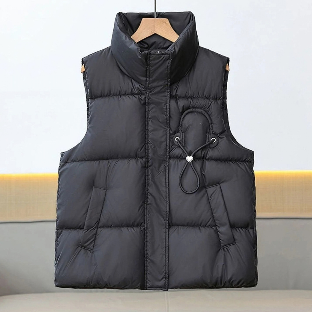Alessandra | Damen Steppweste Bodywarmer mit Stehkragen und Kordel