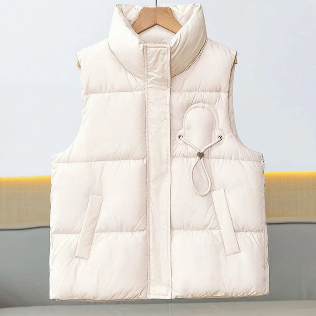 Alessandra | Damen Steppweste Bodywarmer mit Stehkragen und Kordel