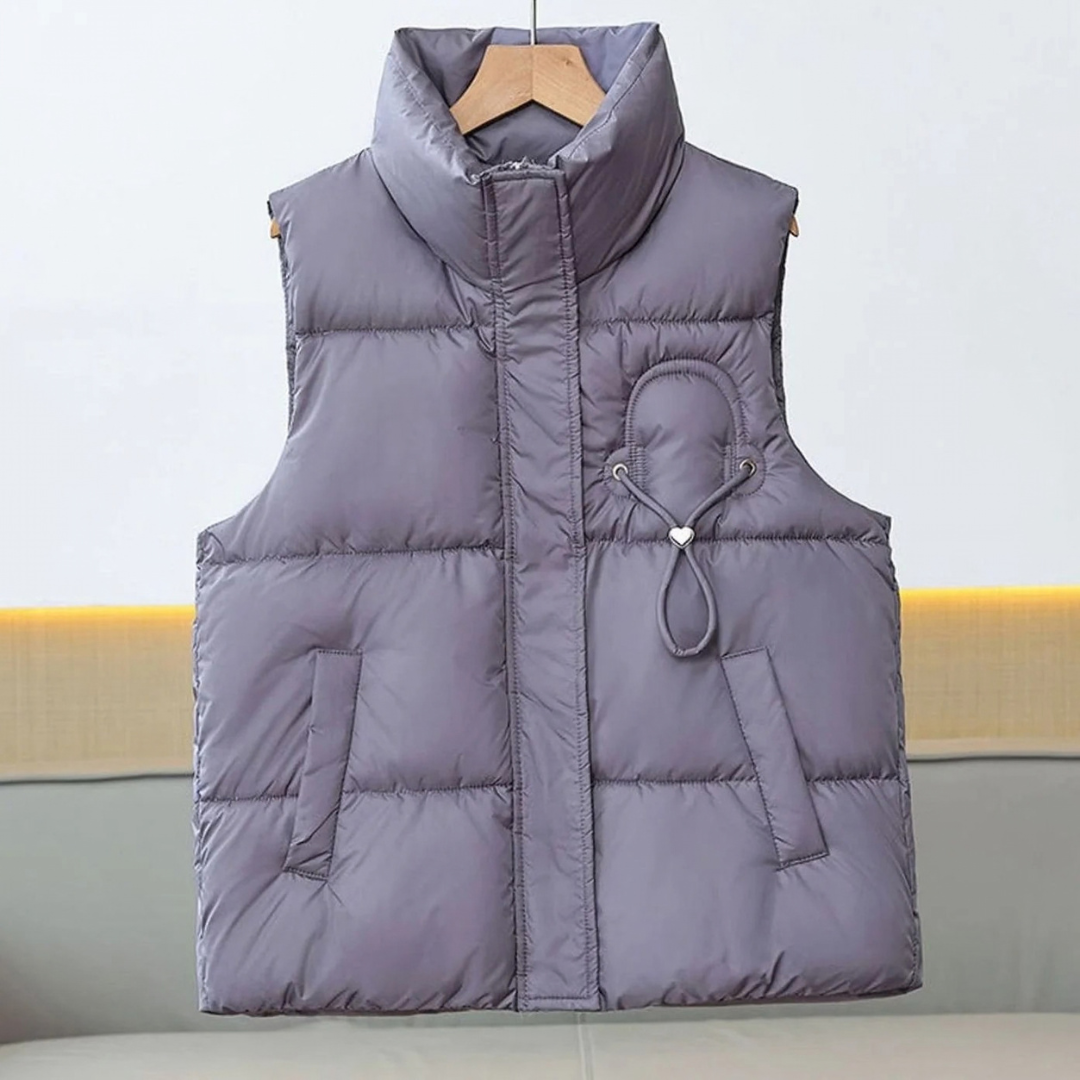 Alessandra | Damen Steppweste Bodywarmer mit Stehkragen und Kordel