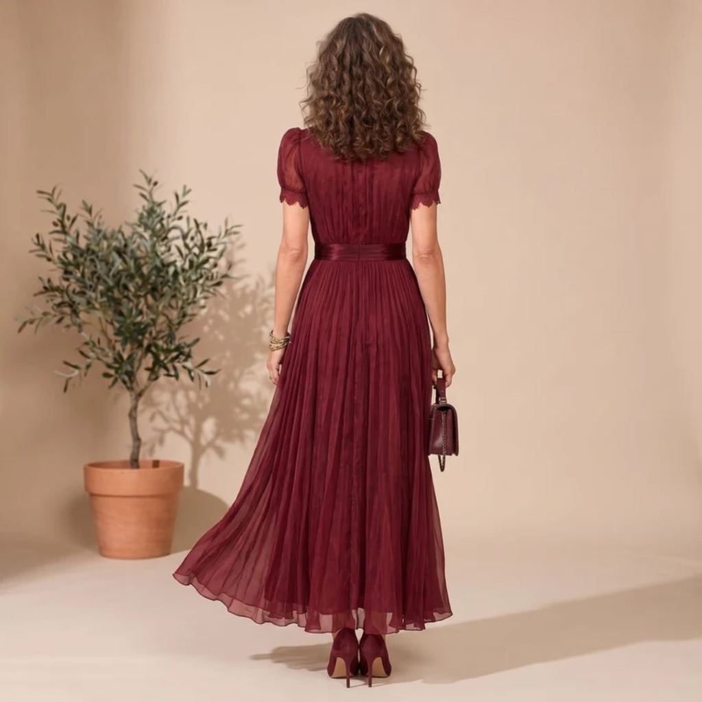 Alessia | Damen Rotes Abendkleid Maxikleid mit Spitze