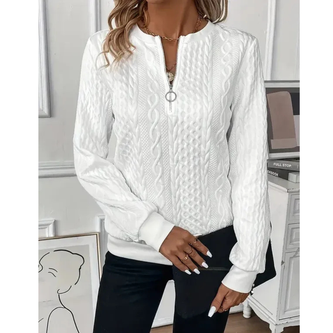 Alice | Damen Strick Pullover mit Reißverschluss